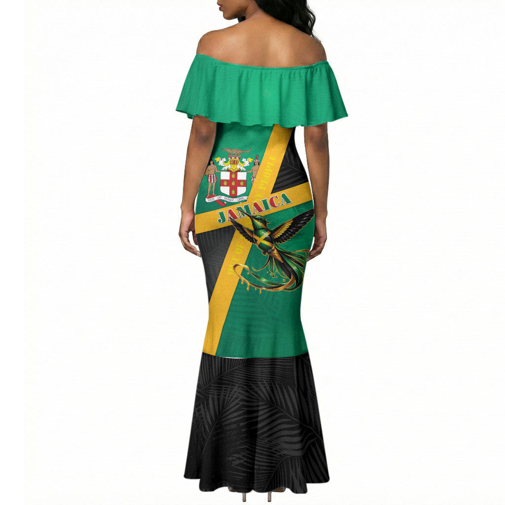 Jamaica Independence Day Mermaid Dress Coat Of Arms With Doctor Bird Tropical Vibes