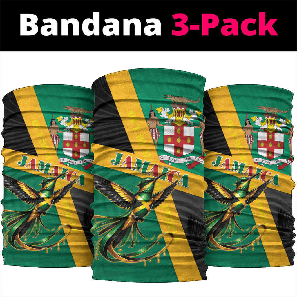 Jamaica Independence Day Neck Gaiter Coat Of Arms With Doctor Bird Tropical Vibes