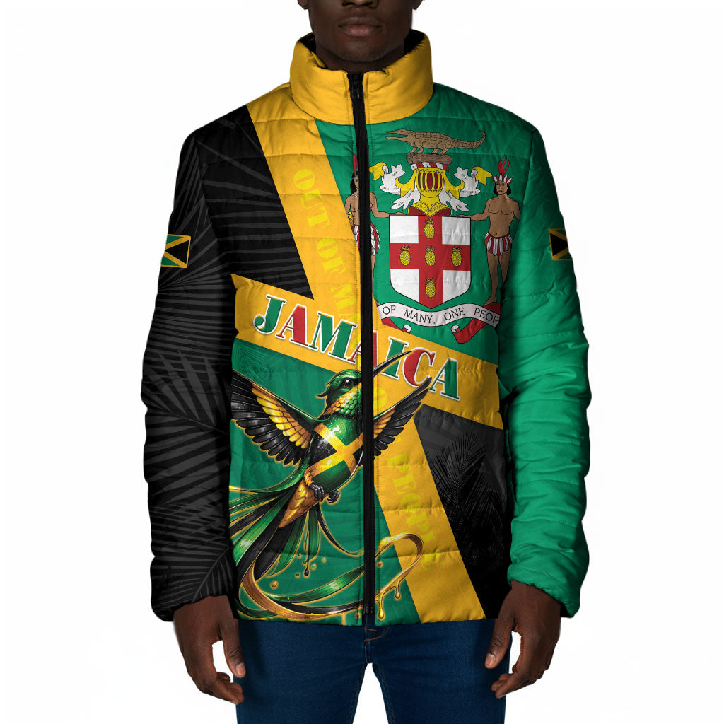 Jamaica Independence Day Padded Jacket Coat Of Arms With Doctor Bird Tropical Vibes