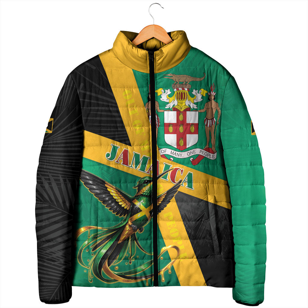 Jamaica Independence Day Padded Jacket Coat Of Arms With Doctor Bird Tropical Vibes