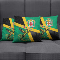 Jamaica Independence Day Pillow Cover Coat Of Arms With Doctor Bird Tropical Vibes