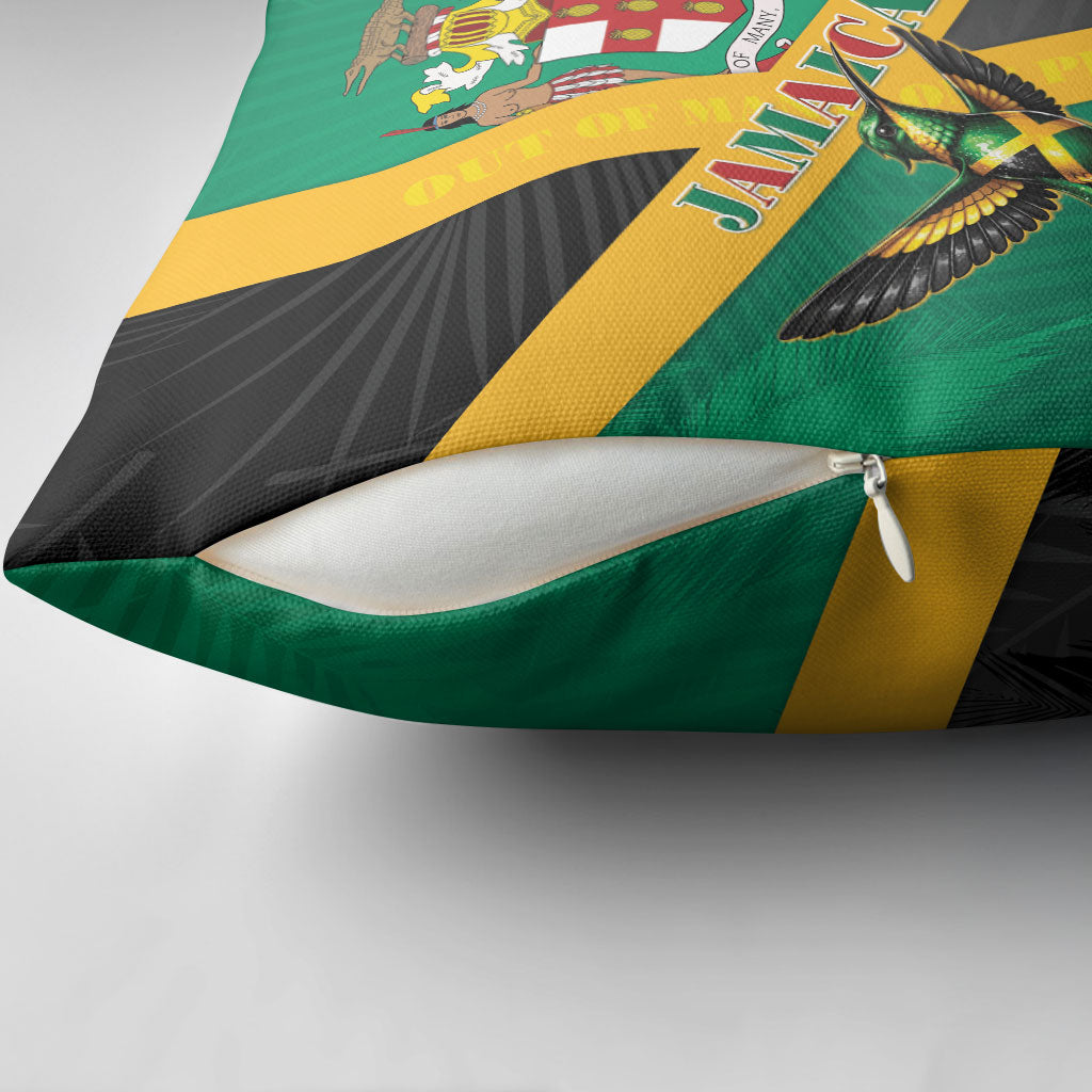 Jamaica Independence Day Pillow Cover Coat Of Arms With Doctor Bird Tropical Vibes