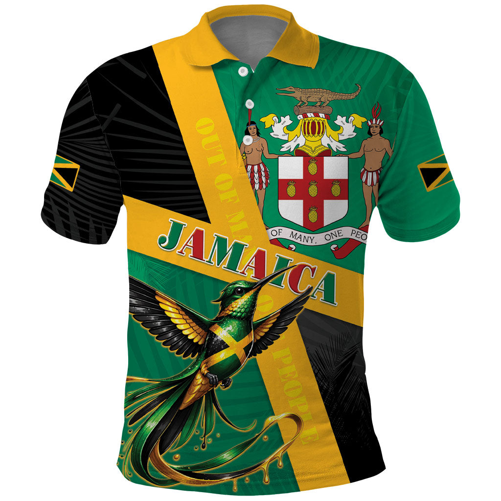 Jamaica Independence Day Polo Shirt Coat Of Arms With Doctor Bird Tropical Vibes