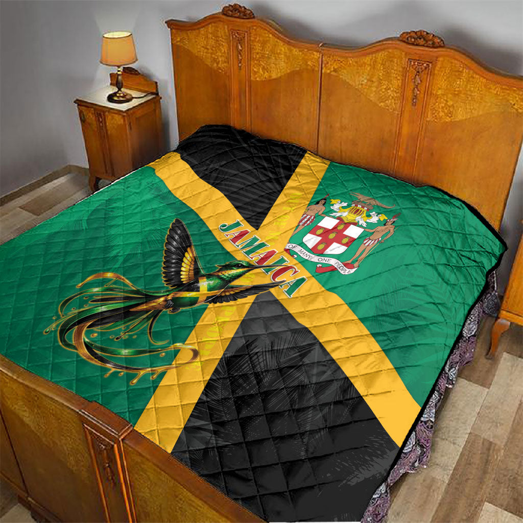 Jamaica Independence Day Quilt Coat Of Arms With Doctor Bird Tropical Vibes
