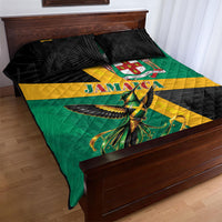 Jamaica Independence Day Quilt Bed Set Coat Of Arms With Doctor Bird Tropical Vibes