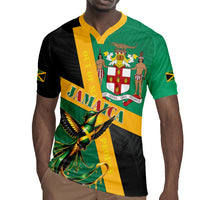 Jamaica Independence Day Rugby Jersey Coat Of Arms With Doctor Bird Tropical Vibes