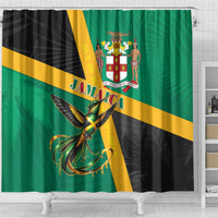 Jamaica Independence Day Shower Curtain Coat Of Arms With Doctor Bird Tropical Vibes
