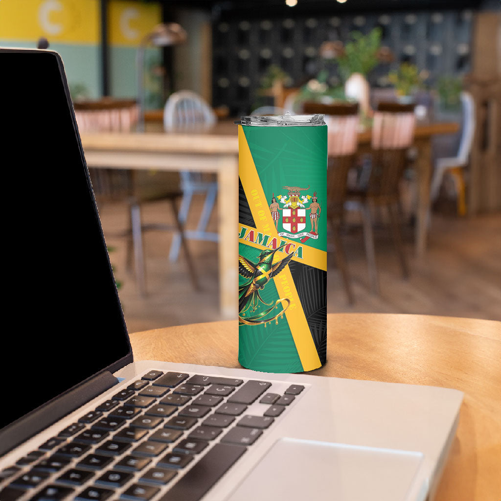 Jamaica Independence Day Skinny Tumbler Coat Of Arms With Doctor Bird Tropical Vibes