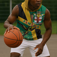 Jamaica Independence Day Sleeveless Hoodie Coat Of Arms With Doctor Bird Tropical Vibes