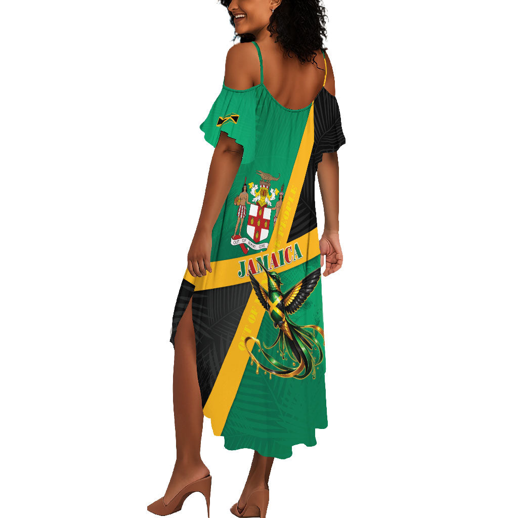 Jamaica Independence Day Summer Maxi Dress Coat Of Arms With Doctor Bird Tropical Vibes
