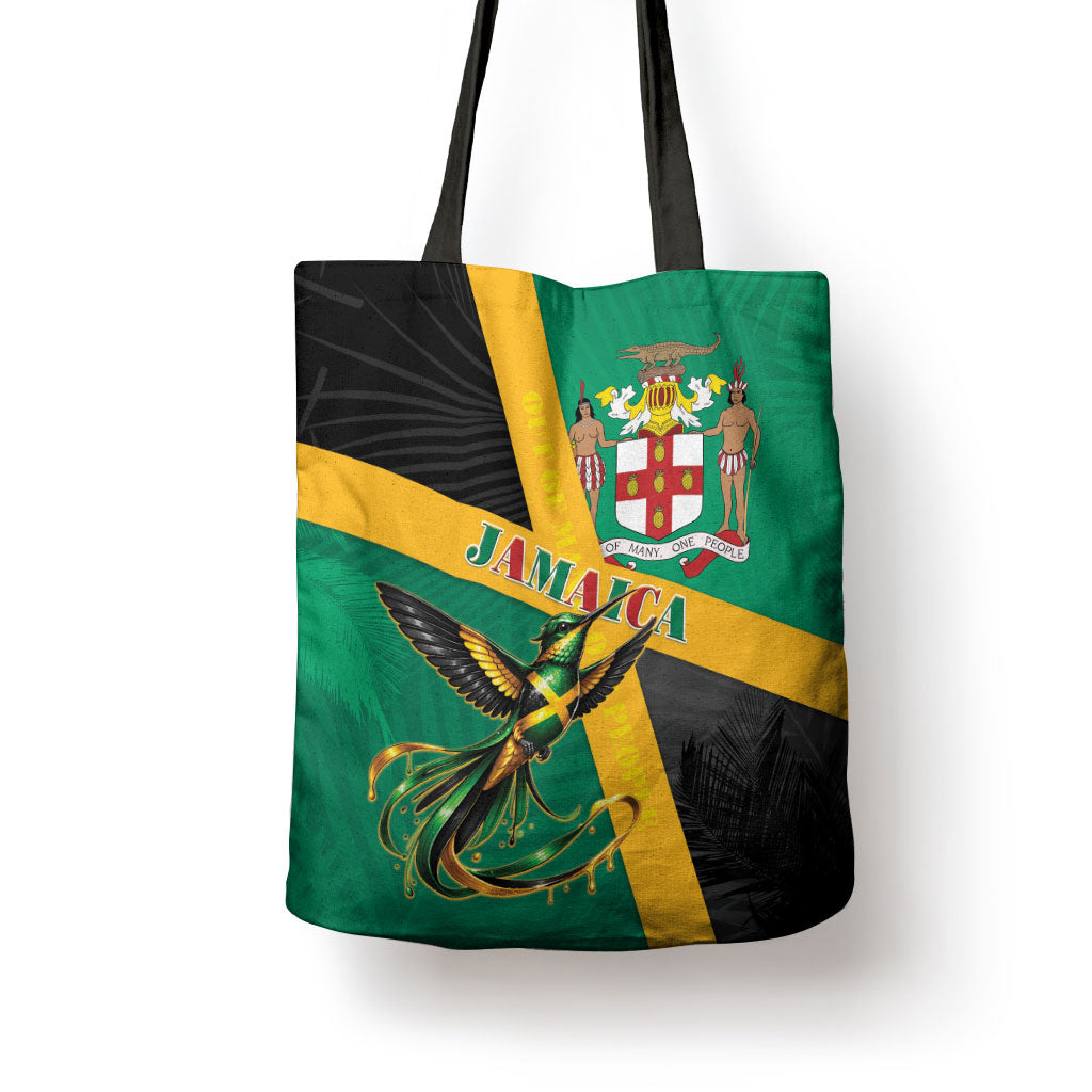 Jamaica Independence Day Tote Bag Coat Of Arms With Doctor Bird Tropical Vibes