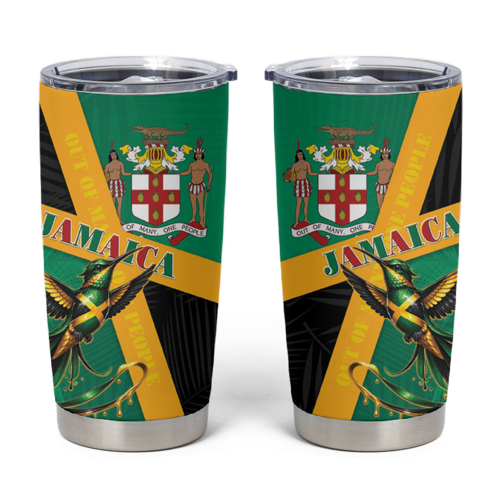Jamaica Independence Day Tumbler Cup Coat Of Arms With Doctor Bird Tropical Vibes