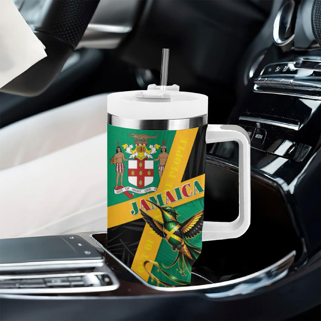 Jamaica Independence Day Tumbler With Handle Coat Of Arms With Doctor Bird Tropical Vibes