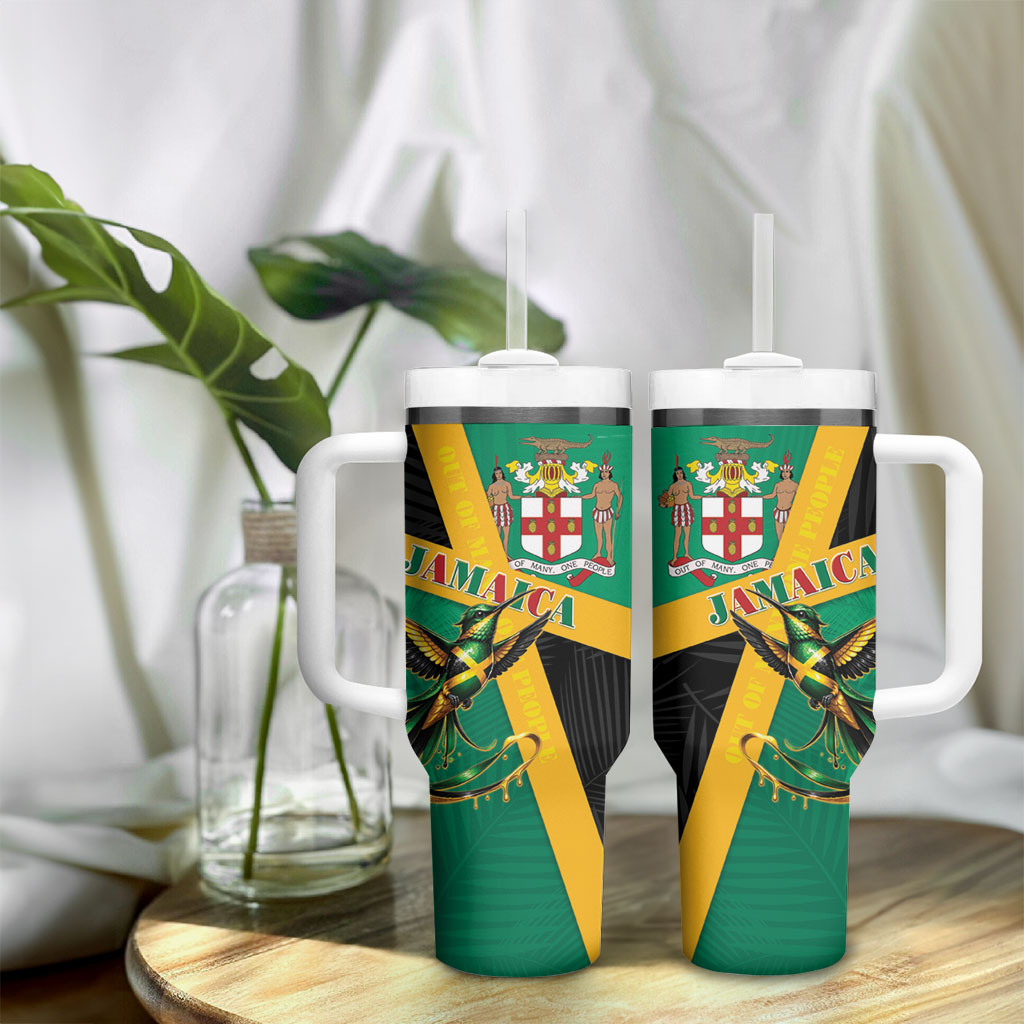 Jamaica Independence Day Tumbler With Handle Coat Of Arms With Doctor Bird Tropical Vibes