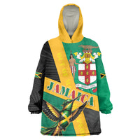 Jamaica Independence Day Wearable Blanket Hoodie Coat Of Arms With Doctor Bird Tropical Vibes