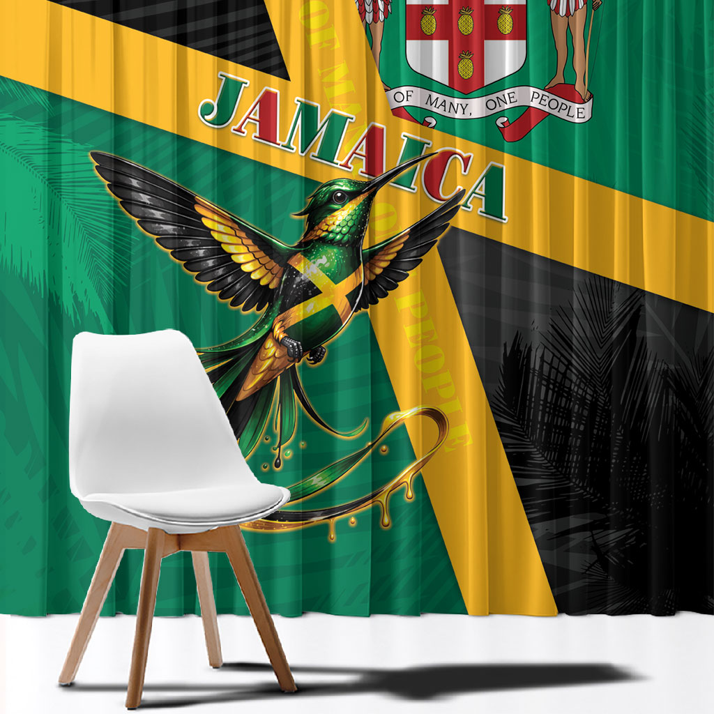 Jamaica Independence Day Window Curtain Coat Of Arms With Doctor Bird Tropical Vibes