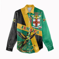 Jamaica Independence Day Women Casual Shirt Coat Of Arms With Doctor Bird Tropical Vibes