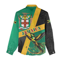 Jamaica Independence Day Women Casual Shirt Coat Of Arms With Doctor Bird Tropical Vibes