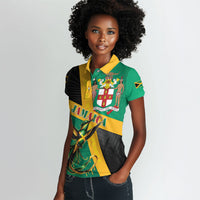Jamaica Independence Day Women Polo Shirt Coat Of Arms With Doctor Bird Tropical Vibes