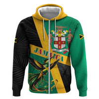 Jamaica Independence Day Zip Hoodie Coat Of Arms With Doctor Bird Tropical Vibes