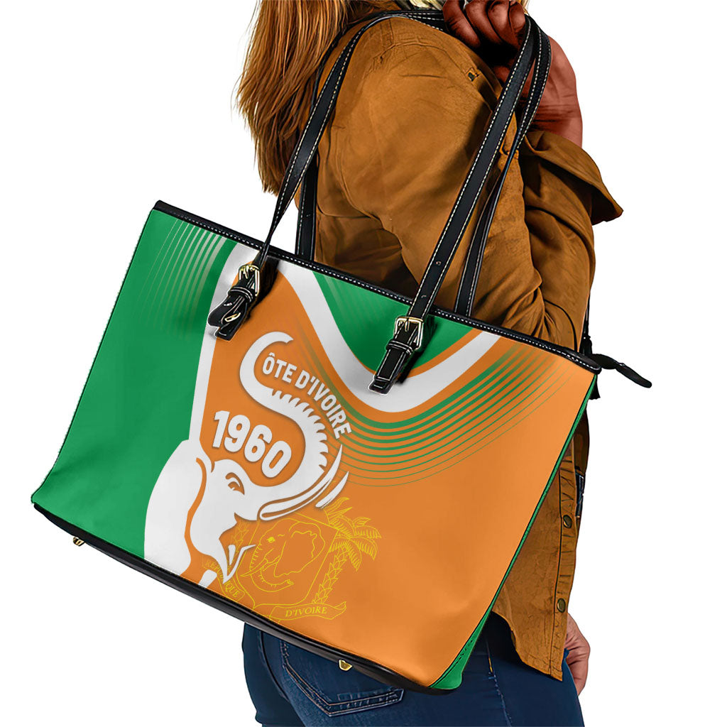 Ivory Coast 1960 Leather Tote Bag Happy Independence Day