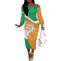 Personalized Ivory Coast 1960 Off The Shoulder Long Sleeve Dress Happy Independence Day