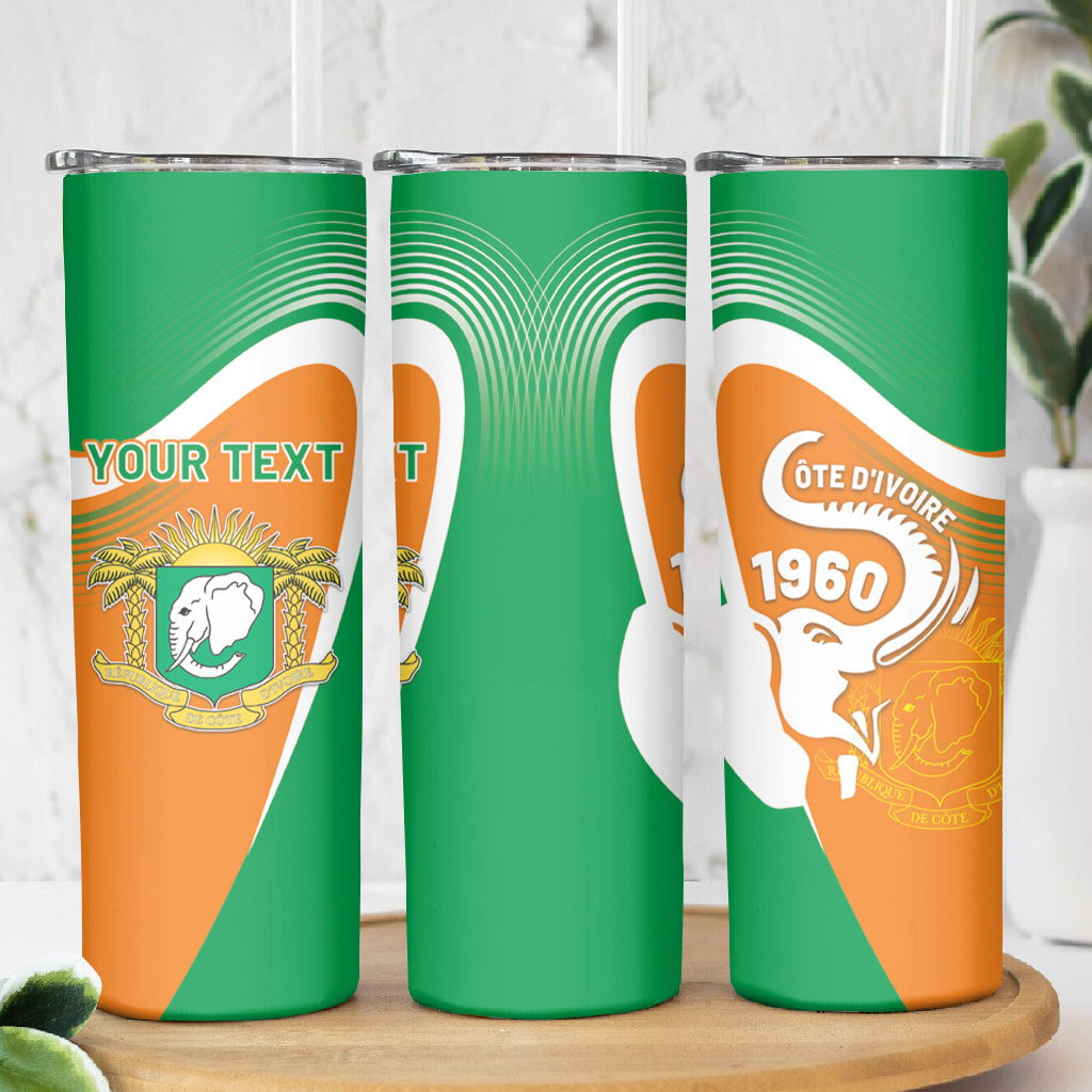Personalized Ivory Coast 1960 Skinny Tumbler Happy Independence Day