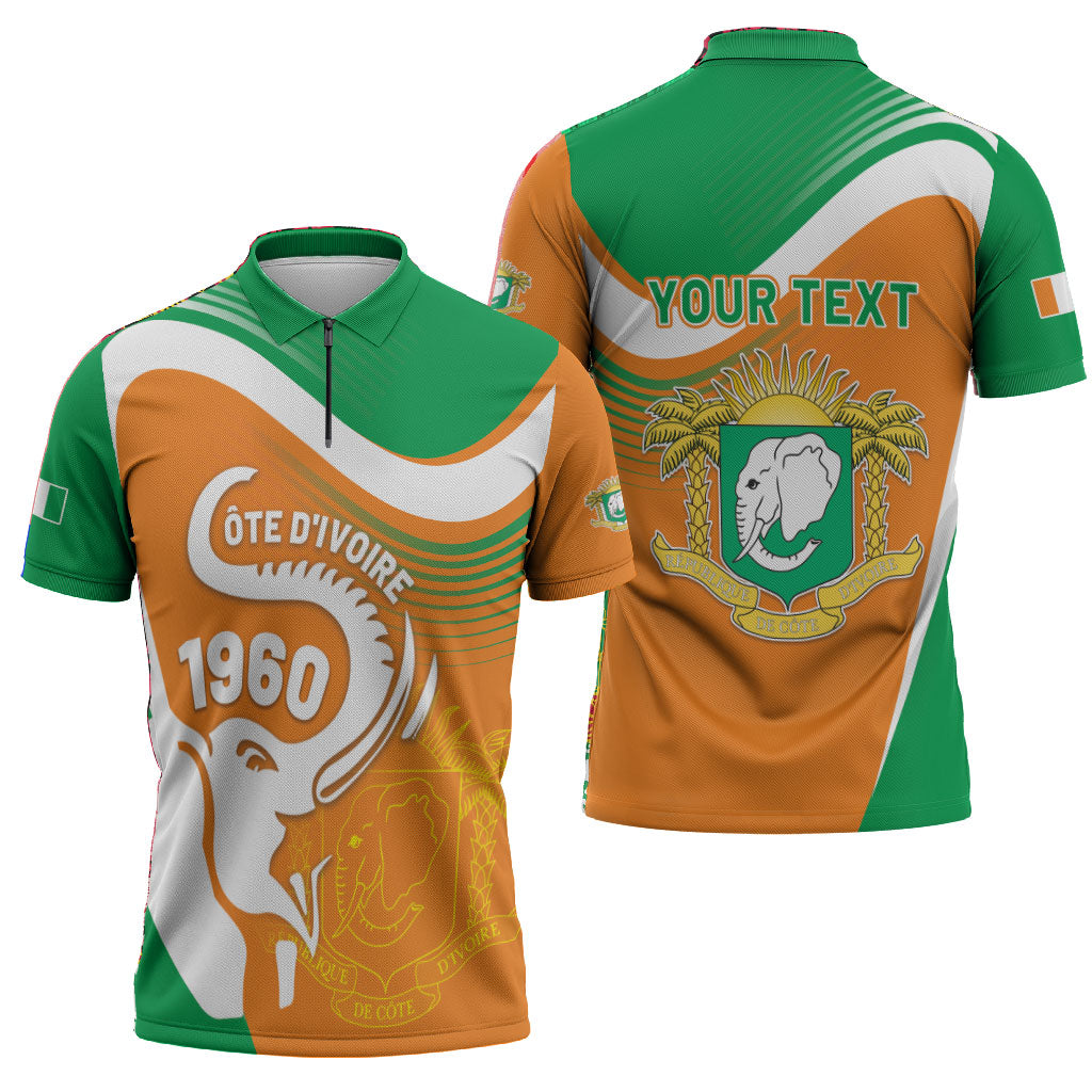 Personalized Ivory Coast 1960 Zipper Polo Shirt Happy Independence Day