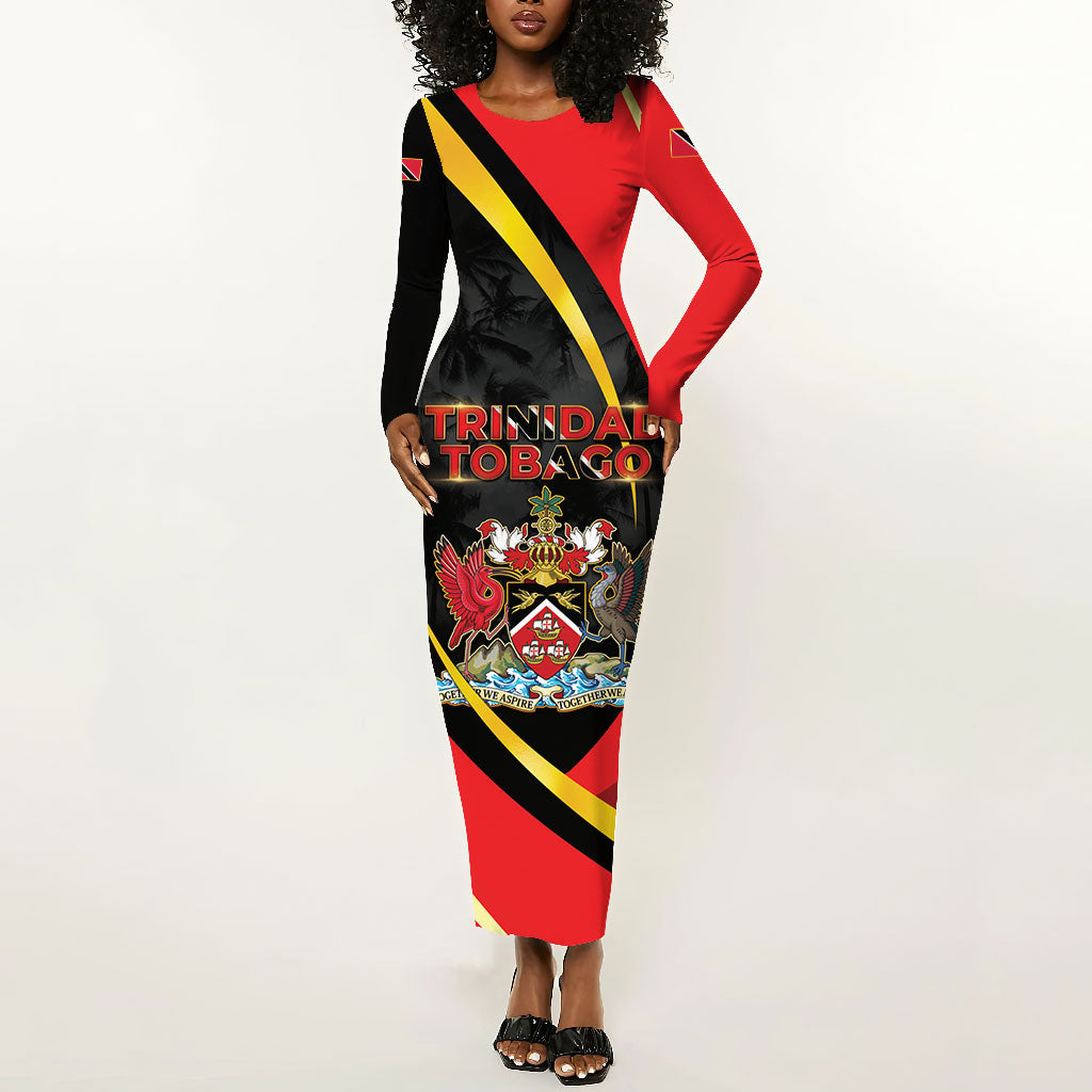 Trinidad And Tobago Independence Day Long Sleeve Bodycon Dress Two Islands One Nation Endless Pride