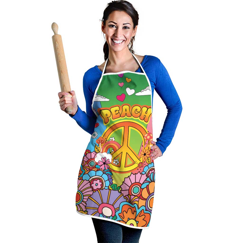 Hippie Peace Love Apron Colorful Style - Wonder Print Shop
