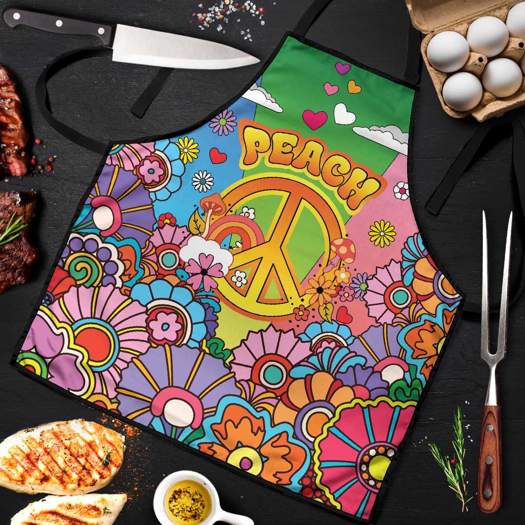 Hippie Peace Love Apron Colorful Style - Wonder Print Shop