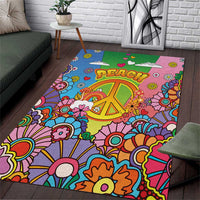 Hippie Peace Love Area Rug Colorful Style - Wonder Print Shop