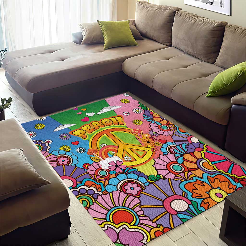 Hippie Peace Love Area Rug Colorful Style - Wonder Print Shop