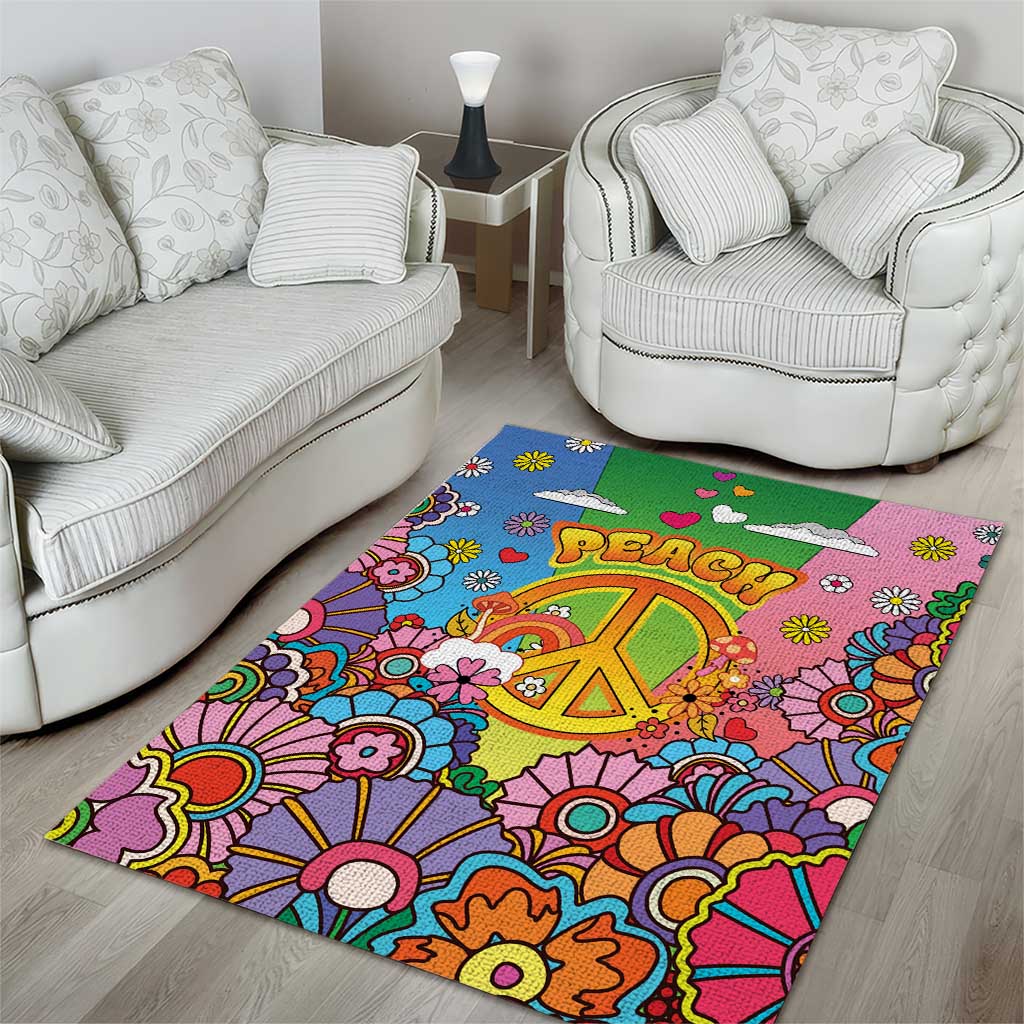 Hippie Peace Love Area Rug Colorful Style - Wonder Print Shop