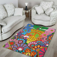 Hippie Peace Love Area Rug Colorful Style - Wonder Print Shop