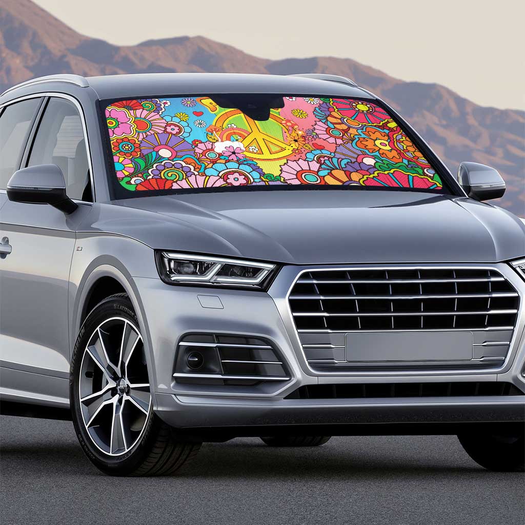 Hippie Peace Love Auto Sun Shade Colorful Style - Wonder Print Shop
