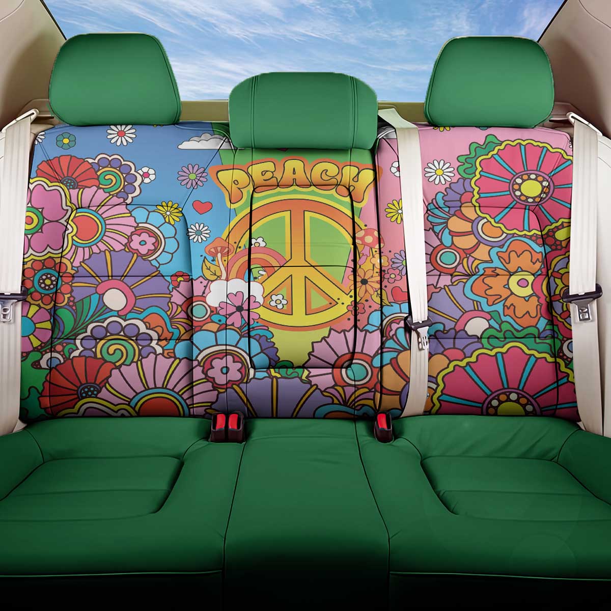 Hippie Peace Love Back Car Seat Cover Colorful Style - Wonder Print Shop