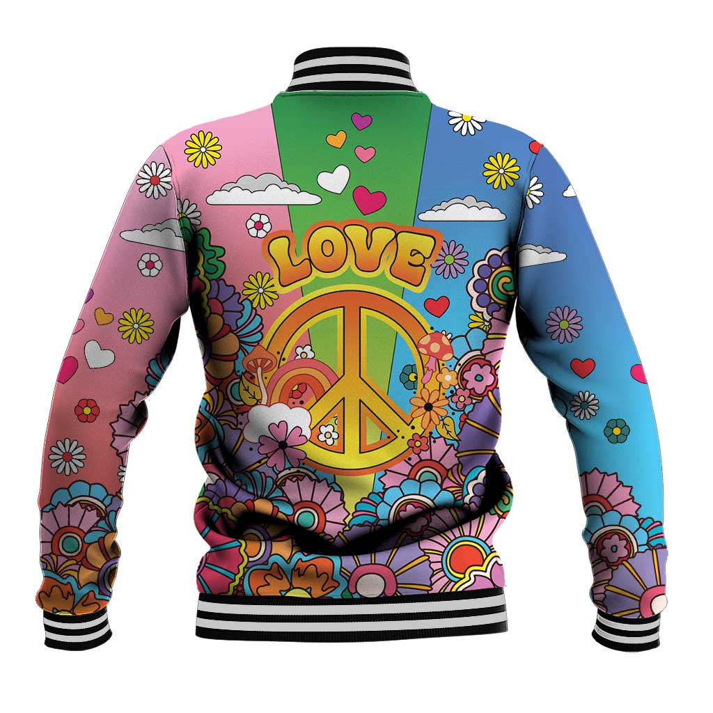 Hippie Peace Love Baseball Jacket Colorful Style - Wonder Print Shop