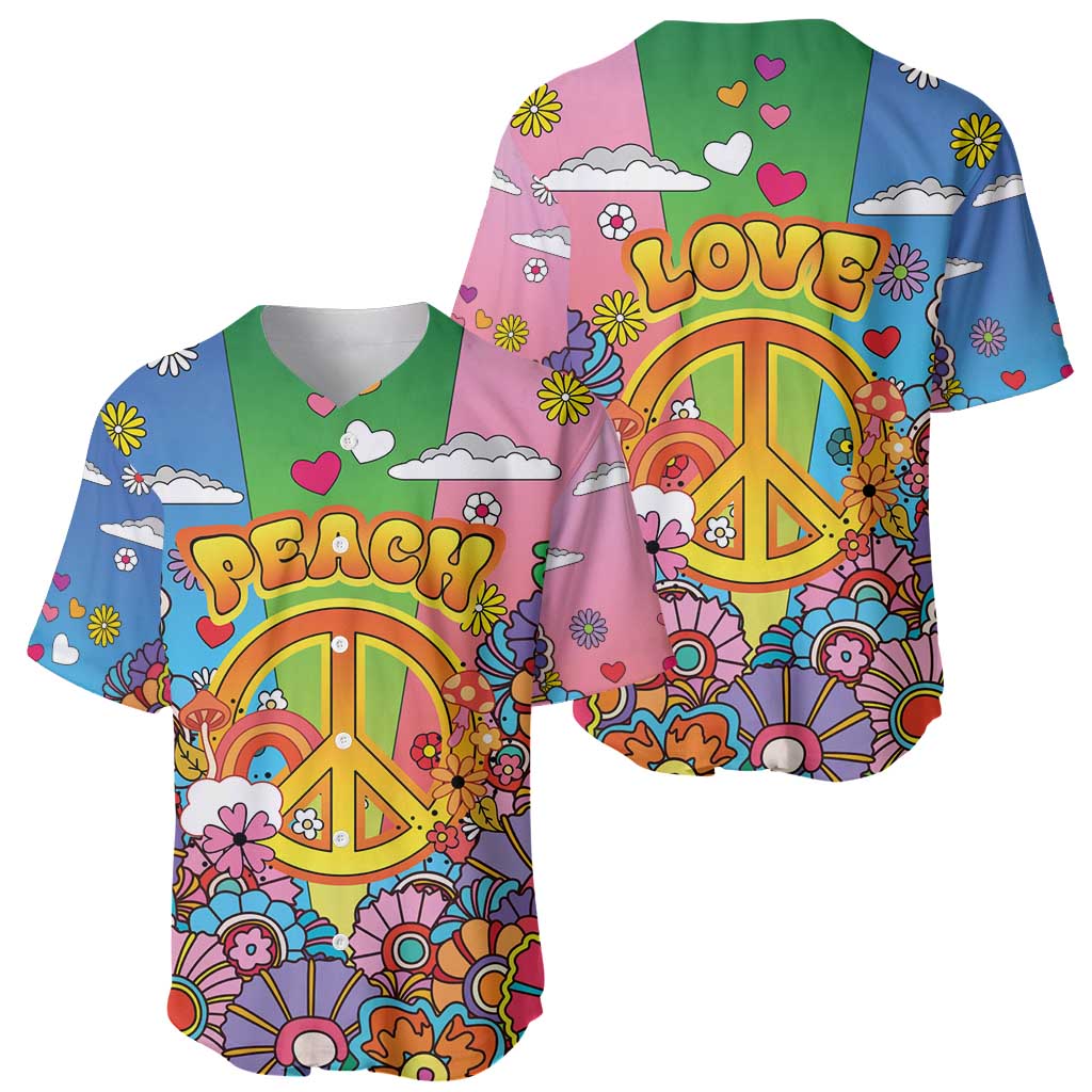 Hippie Peace Love Baseball Jersey Colorful Style - Wonder Print Shop
