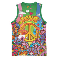 Hippie Peace Love Basketball Jersey Colorful Style - Wonder Print Shop