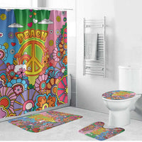 Hippie Peace Love Bathroom Set Colorful Style - Wonder Print Shop