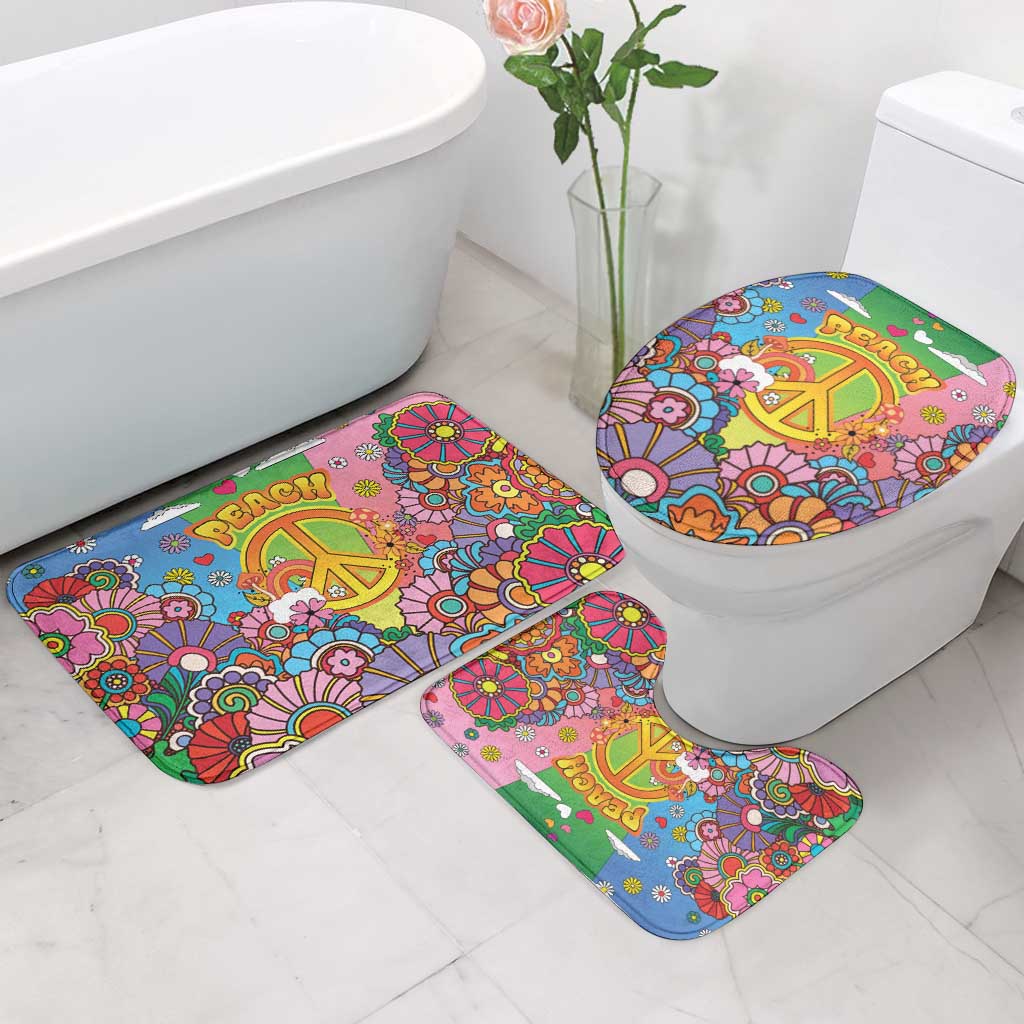 Hippie Peace Love Bathroom Set Colorful Style - Wonder Print Shop