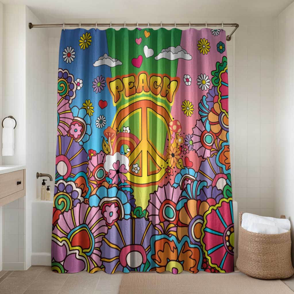 Hippie Peace Love Bathroom Set Colorful Style - Wonder Print Shop