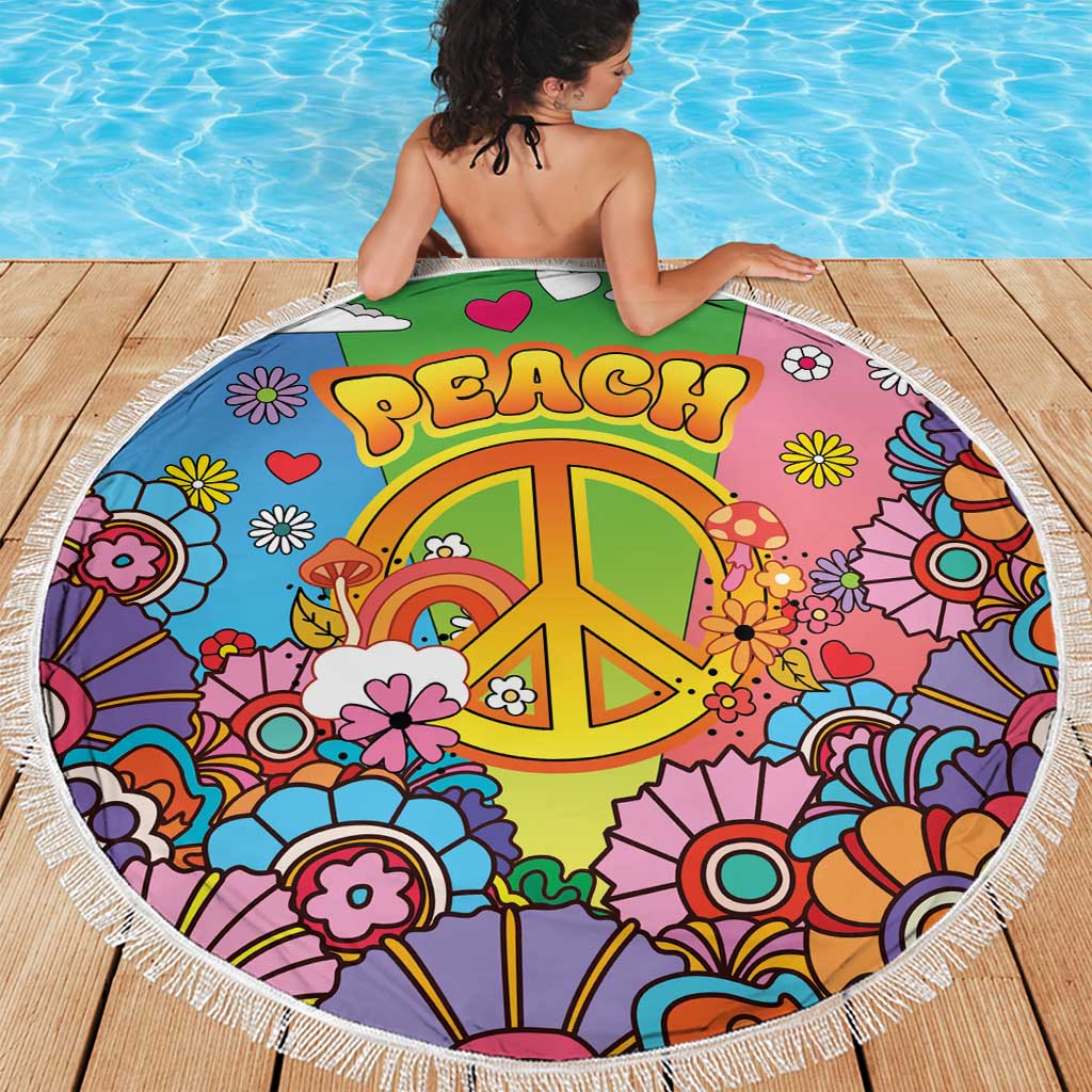 Hippie Peace Love Beach Blanket Colorful Style - Wonder Print Shop