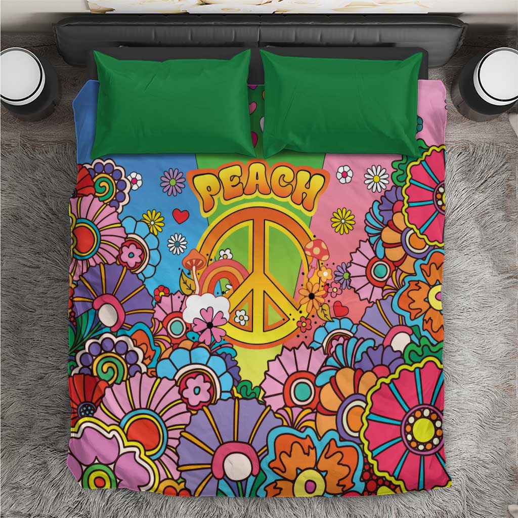 Hippie Peace Love Bedding Set Colorful Style - Wonder Print Shop