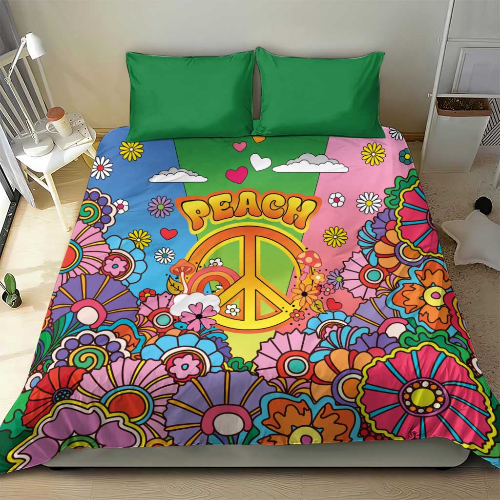 Hippie Peace Love Bedding Set Colorful Style - Wonder Print Shop