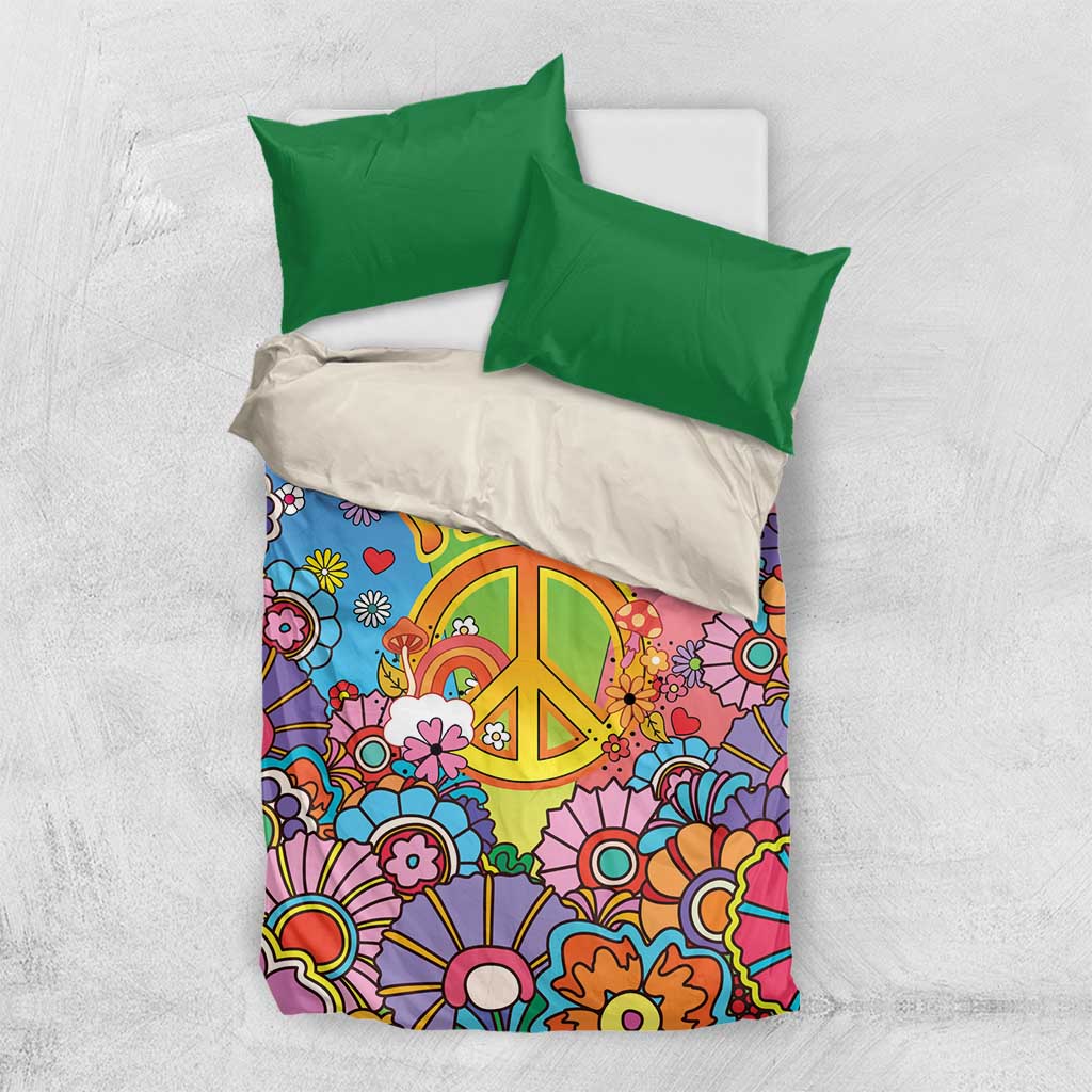 Hippie Peace Love Bedding Set Colorful Style - Wonder Print Shop