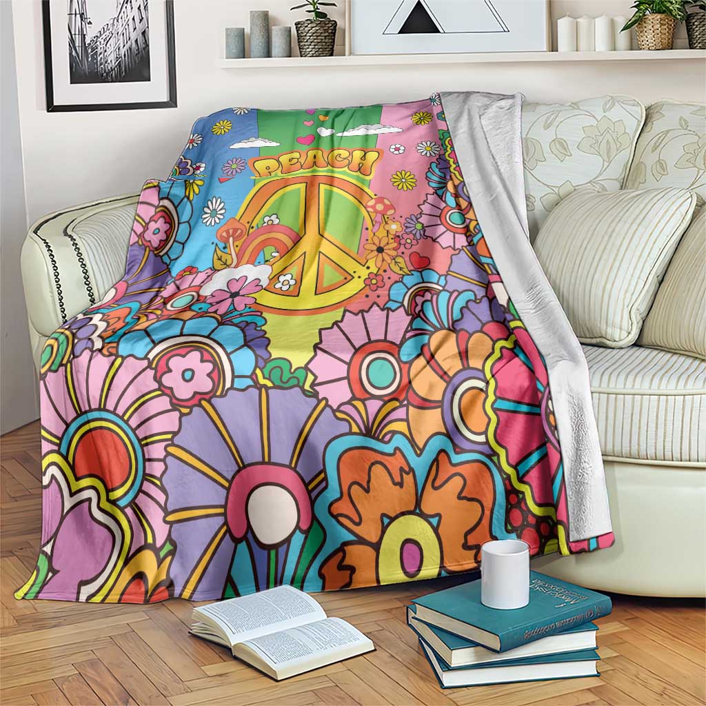 Hippie Peace Love Blanket Colorful Style - Wonder Print Shop