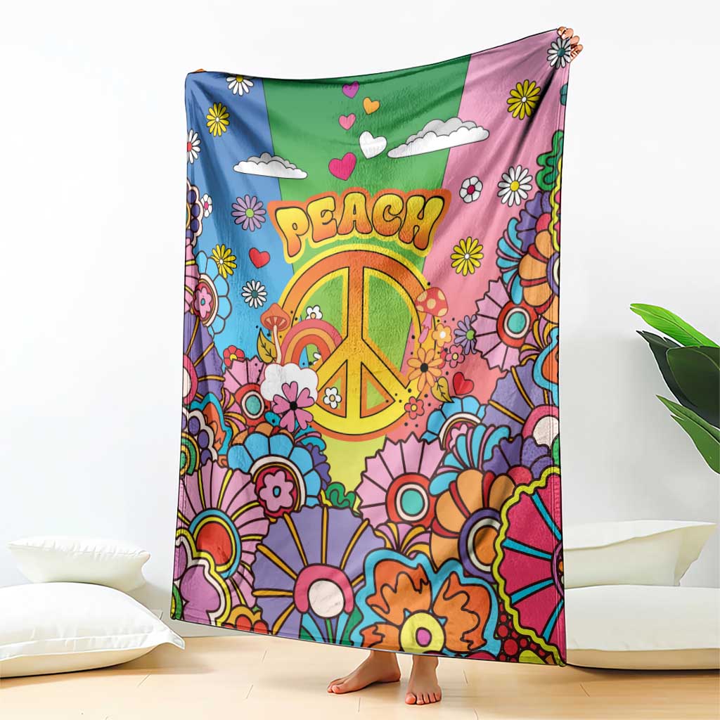 Hippie Peace Love Blanket Colorful Style - Wonder Print Shop