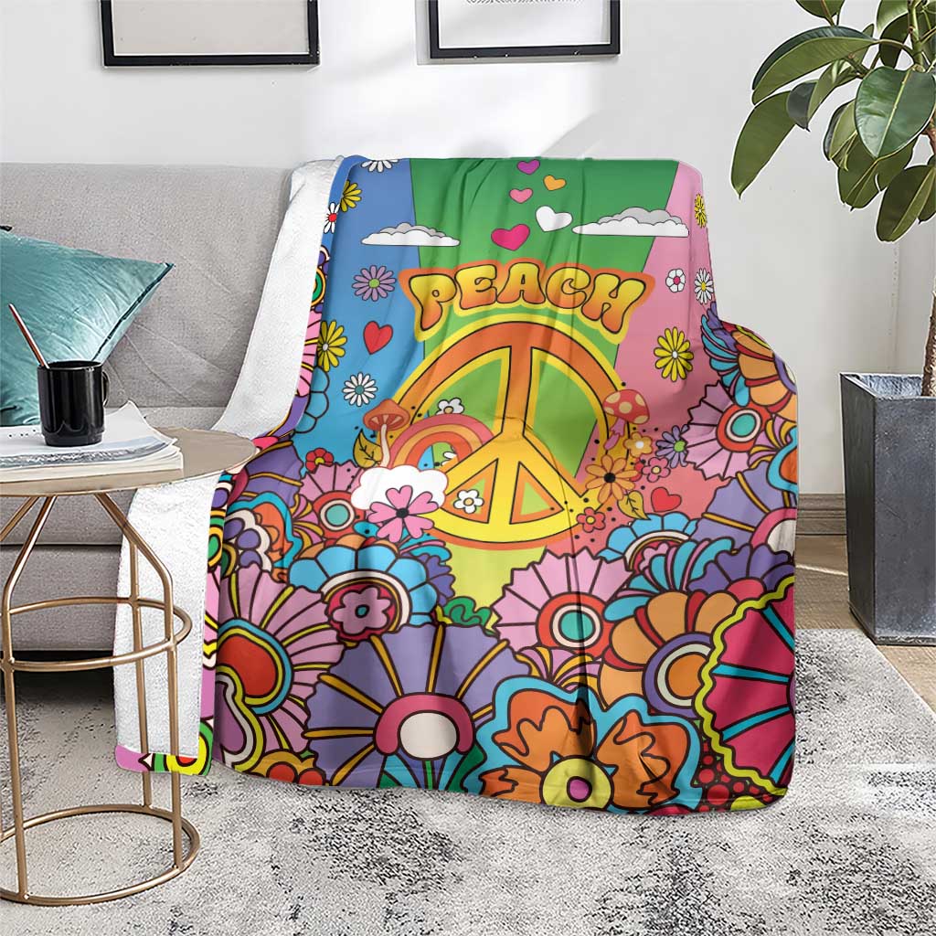 Hippie Peace Love Blanket Colorful Style - Wonder Print Shop